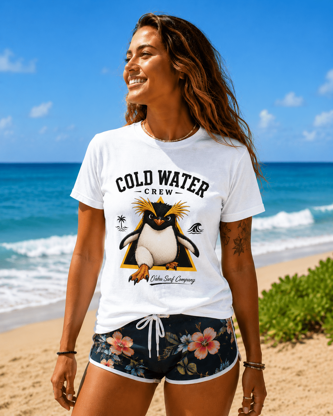 Fiordland Crested Penguin Cold Water Crew Shirt – O’ahu Surf Company Tropical Expedition Tee - O'ahu Surf Company