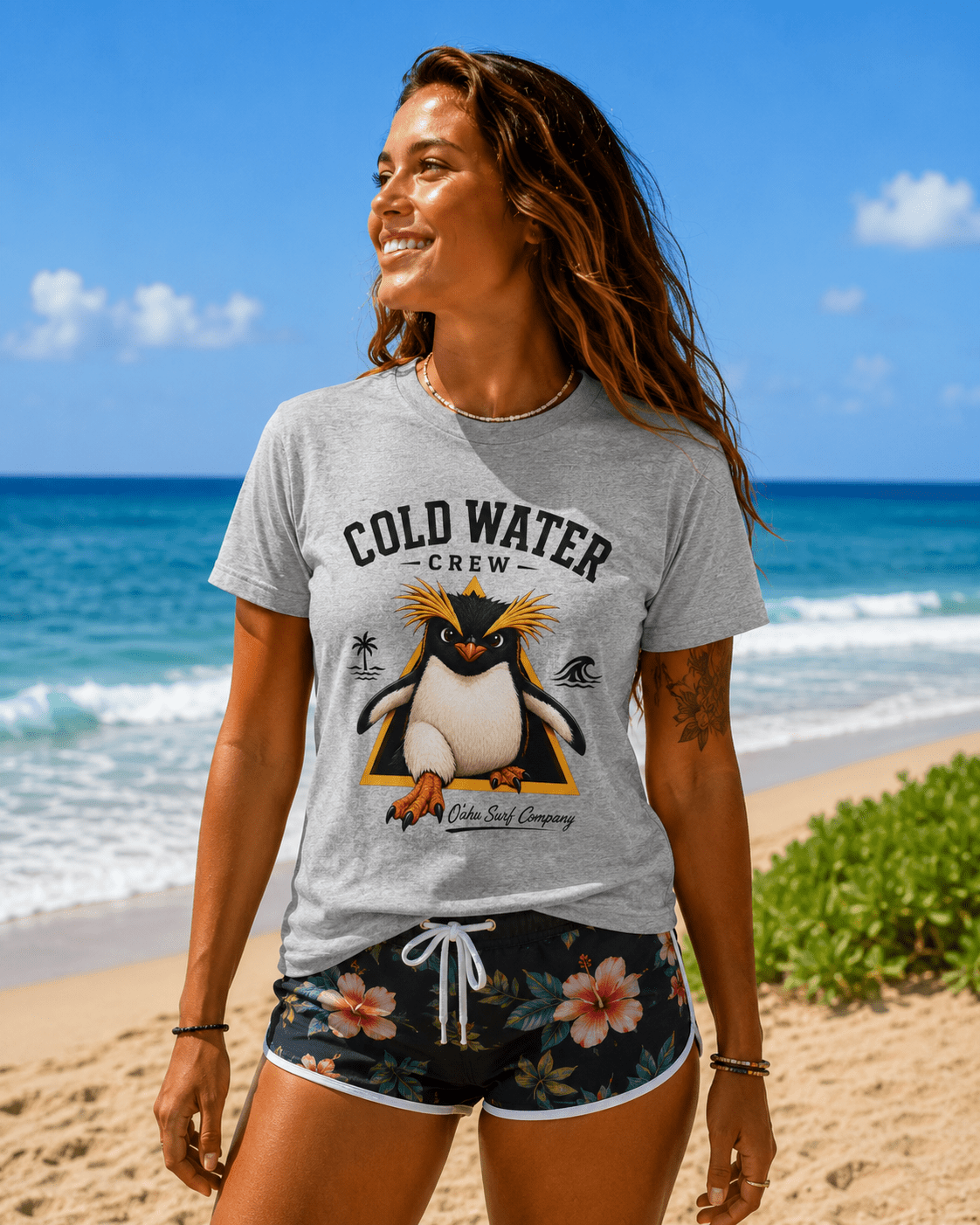 Fiordland Crested Penguin Cold Water Crew Shirt – O’ahu Surf Company Tropical Expedition Tee - O'ahu Surf Company