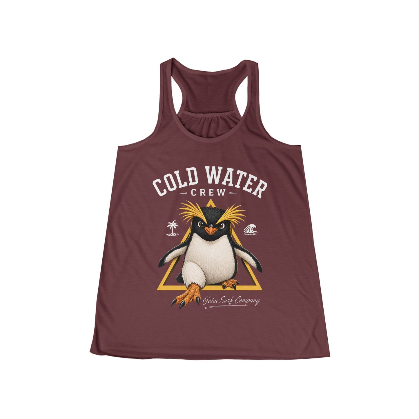 Fiordland Crested Penguin Cold Water Crew Tank Top – Tropical Expedition Flowy Racerback Hawaiian Style - O'ahu Surf Company