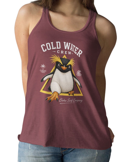 Fiordland Crested Penguin Cold Water Crew Tank Top – Tropical Expedition Flowy Racerback Hawaiian Style - O'ahu Surf Company