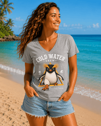 Fiordland Crested Penguin Cold Water Crew V-Neck Shirt – O’ahu Surf Company Tropical Expedition Tee - O'ahu Surf Company