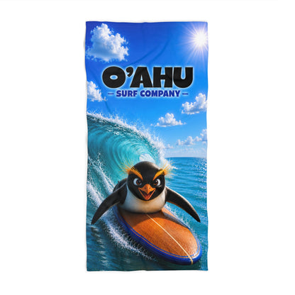 Fiordland Crested Penguin Surfing Beach Towel - O'ahu Surf Company