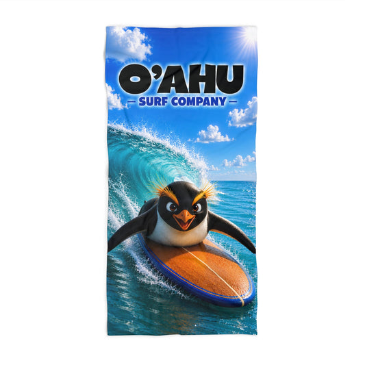 Fiordland Crested Penguin Surfing Beach Towel - O'ahu Surf Company