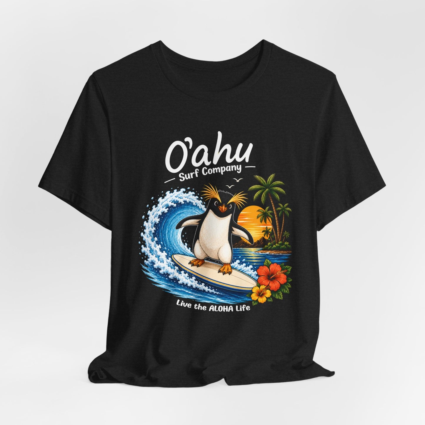 Fiordland Crested Penguin Surfing Shirt – O’ahu Surf Company Tropical Expedition Tee - O'ahu Surf Company