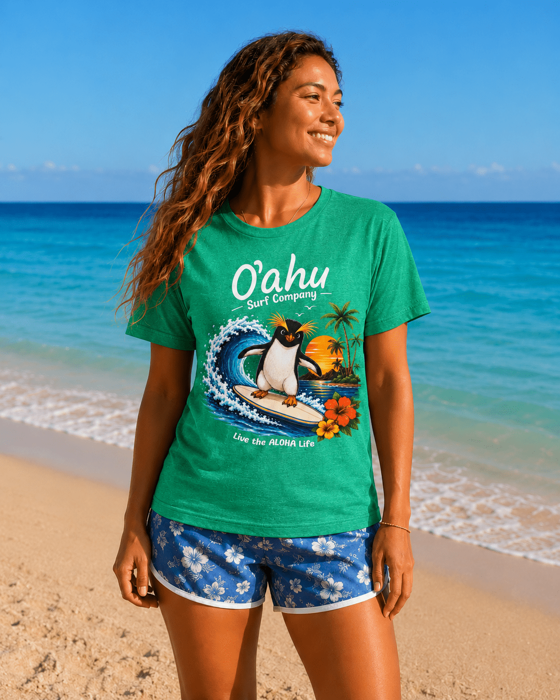 Fiordland Crested Penguin Surfing Shirt – O’ahu Surf Company Tropical Expedition Tee - O'ahu Surf Company