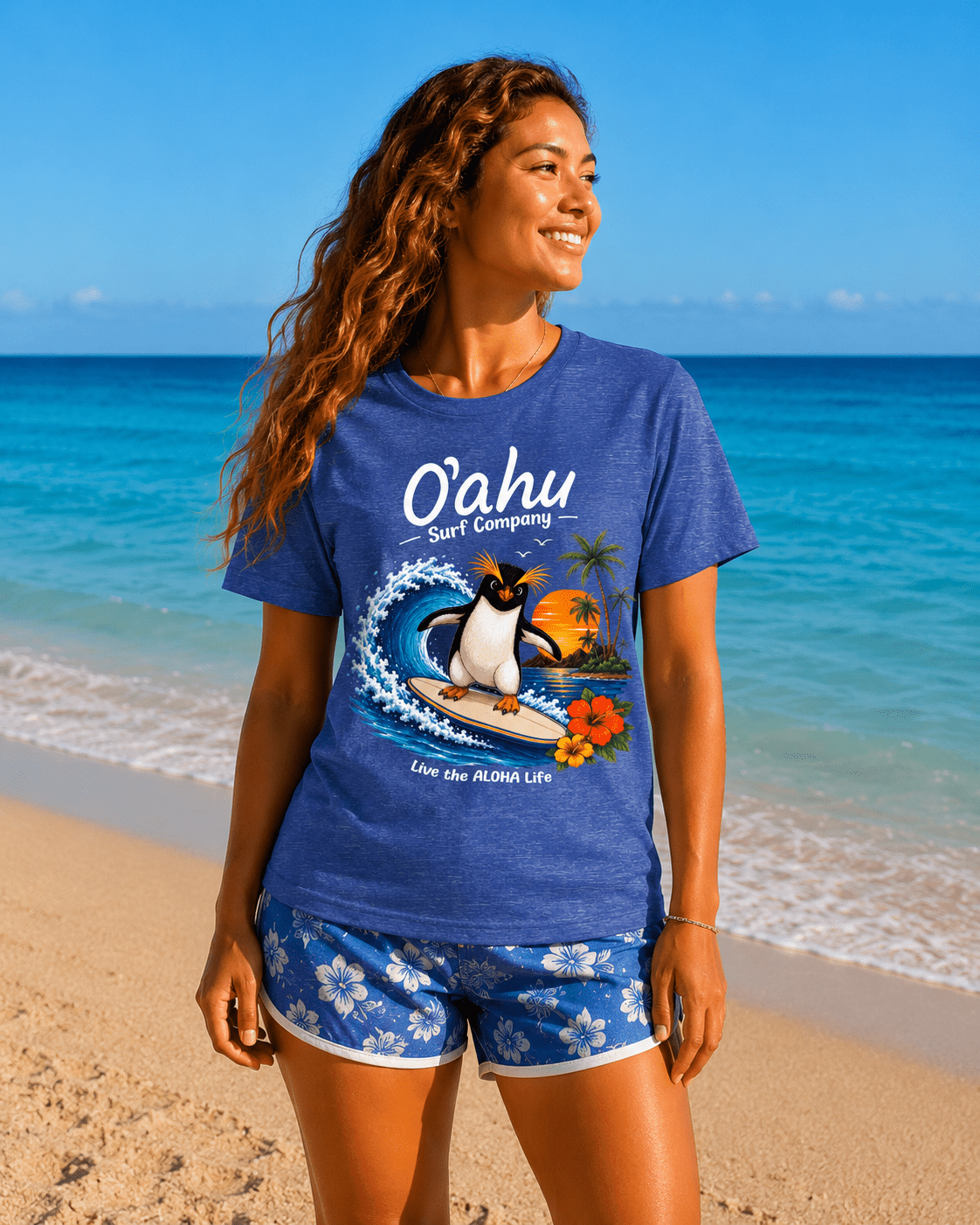 Fiordland Crested Penguin Surfing Shirt – O’ahu Surf Company Tropical Expedition Tee - O'ahu Surf Company