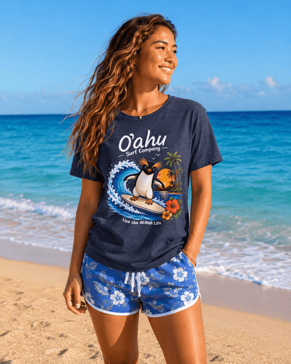 Fiordland Crested Penguin Surfing Shirt – O’ahu Surf Company Tropical Expedition Tee - O'ahu Surf Company