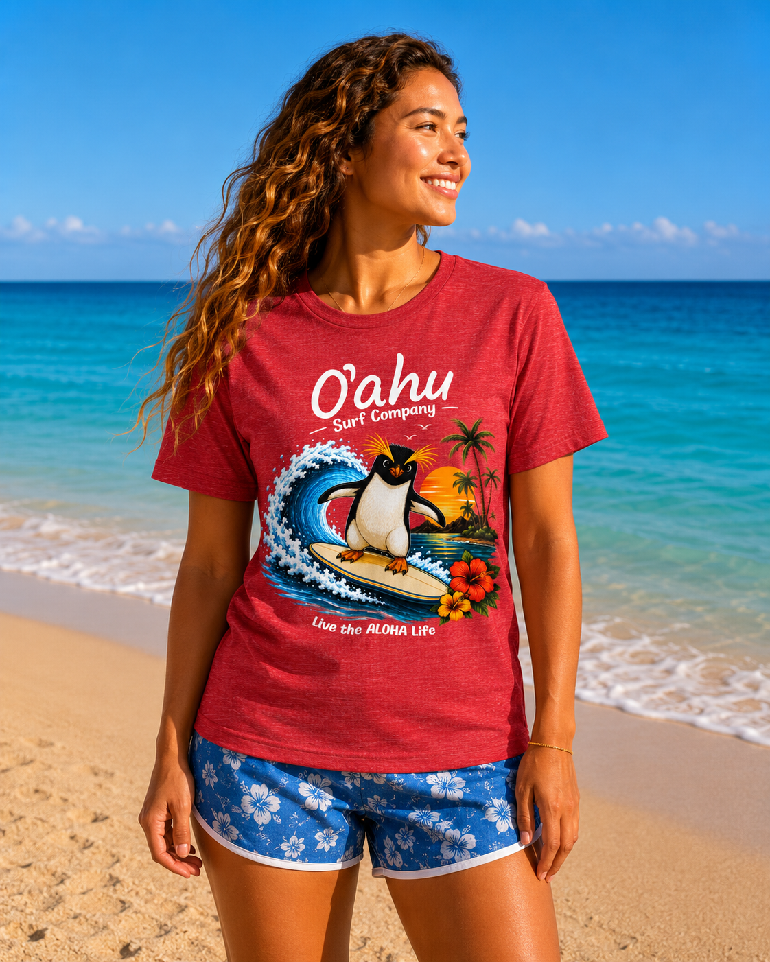 Fiordland Crested Penguin Surfing Shirt – O’ahu Surf Company Tropical Expedition Tee - O'ahu Surf Company
