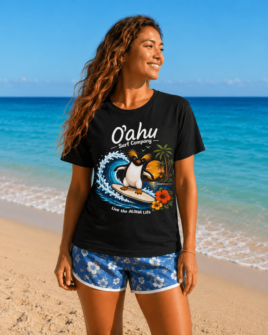 Fiordland Crested Penguin Surfing Shirt – O’ahu Surf Company Tropical Expedition Tee - O'ahu Surf Company