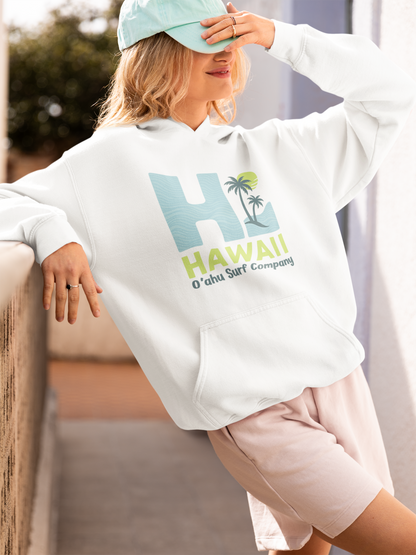 HI Hawaii Womens Hoodie Island Style Sweatshirt O’ahu Surf Company Hawaii