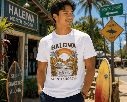 Haleiwa North Shore Oahu Hawaii Rainbow Bridge T-Shirt - O'ahu Surf Company