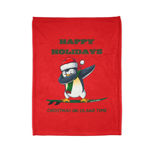 Happy Holidays Christmas on Island Time Fleece Throw Blanket - O'ahu Surf Company