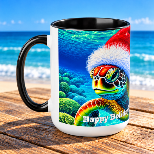Happy Holidays Sea Turtle Christmas Coffee Mug - O'ahu Surf Company
