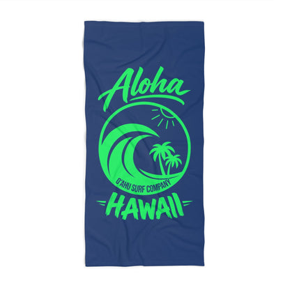 Hawaii Aloha Ocean Wave Beach Towel – Blue & Green - O'ahu Surf Company