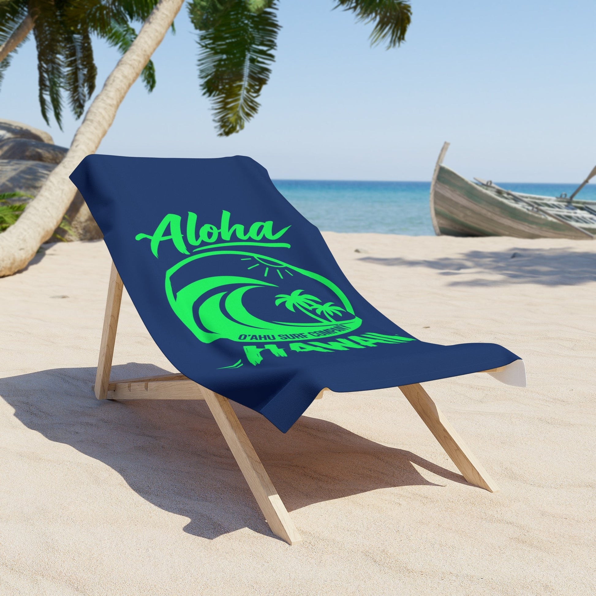 Hawaii Aloha Ocean Wave Beach Towel – Blue & Green - O'ahu Surf Company