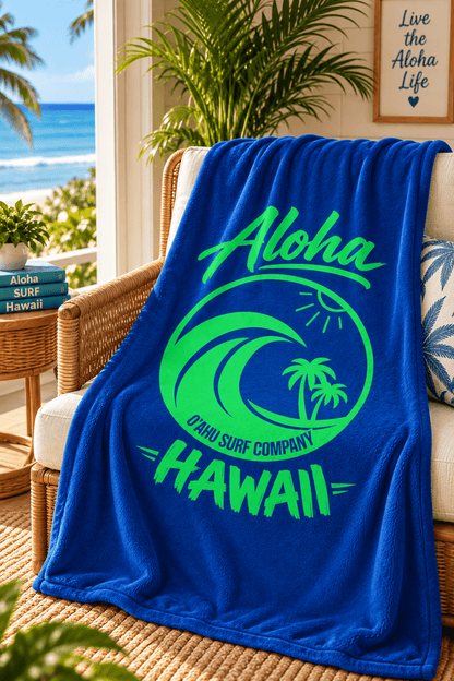 Hawaii Aloha Ocean Wave Throw Blanket - O'ahu Surf Company