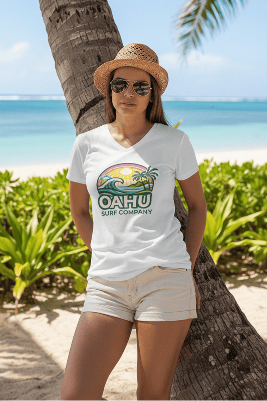 Hawaii Golden Sky Tropical Unisex V - Neck T-Shirt - O'ahu Surf Company
