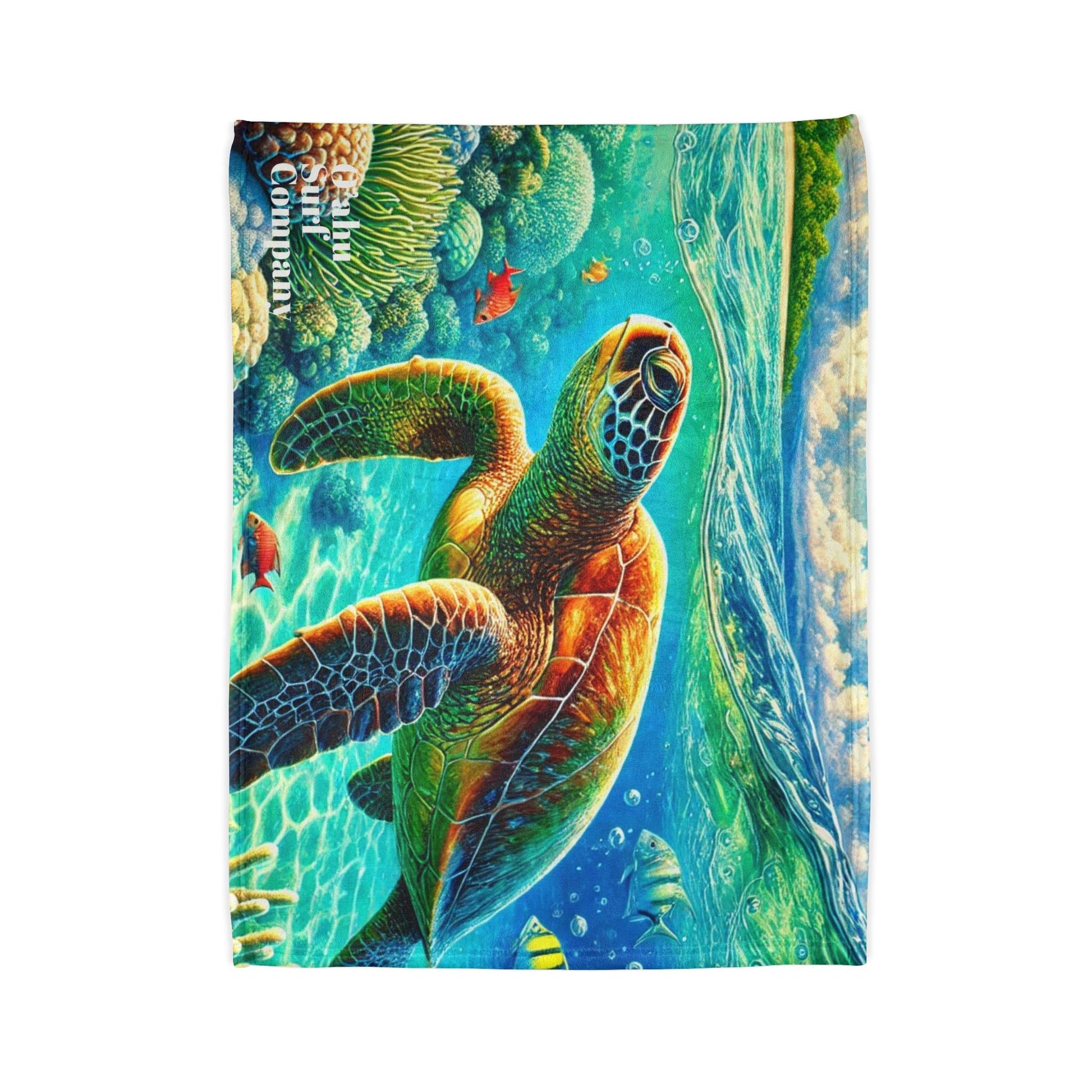 Hawaii Green Sea Turtle Fleece Throw Blanket - O'ahu Surf Company
