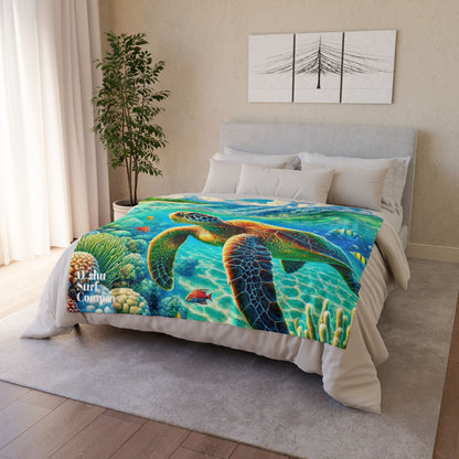 Hawaii Green Sea Turtle Fleece Throw Blanket - O'ahu Surf Company