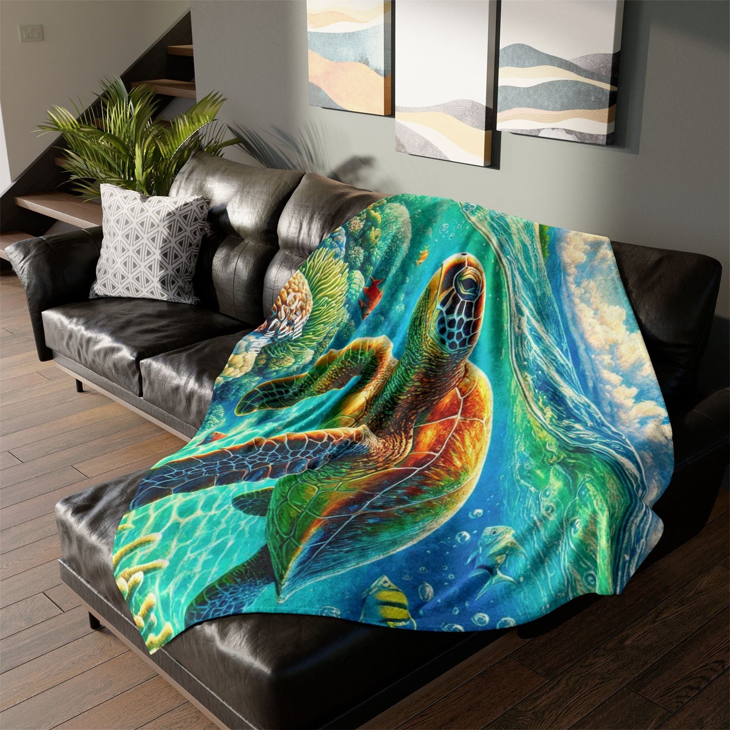 Hawaii Green Sea Turtle Fleece Throw Blanket - O'ahu Surf Company