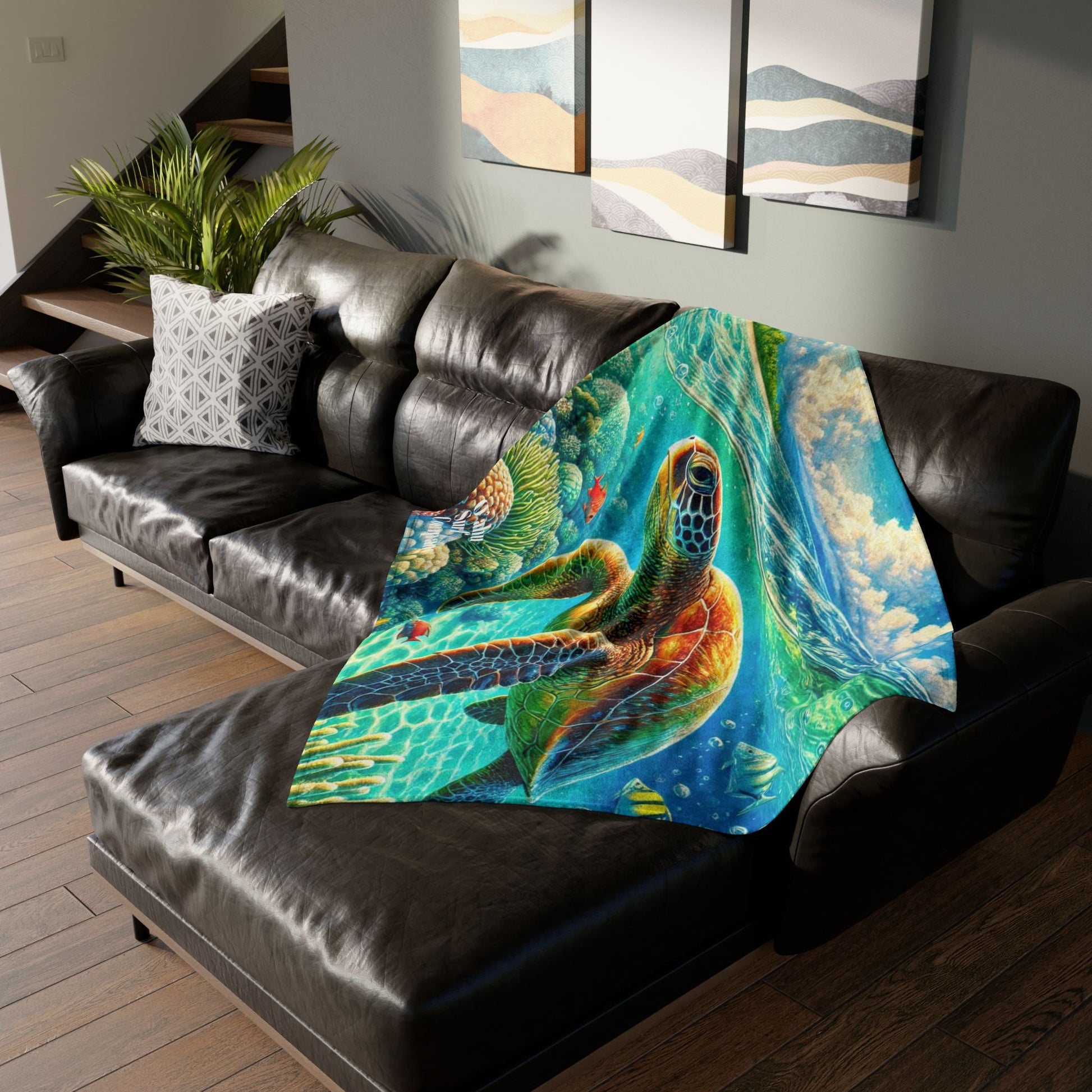 Hawaii Green Sea Turtle Fleece Throw Blanket - O'ahu Surf Company