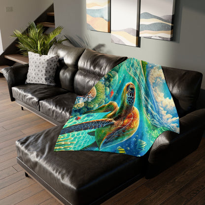 Hawaii Green Sea Turtle Fleece Throw Blanket - O'ahu Surf Company