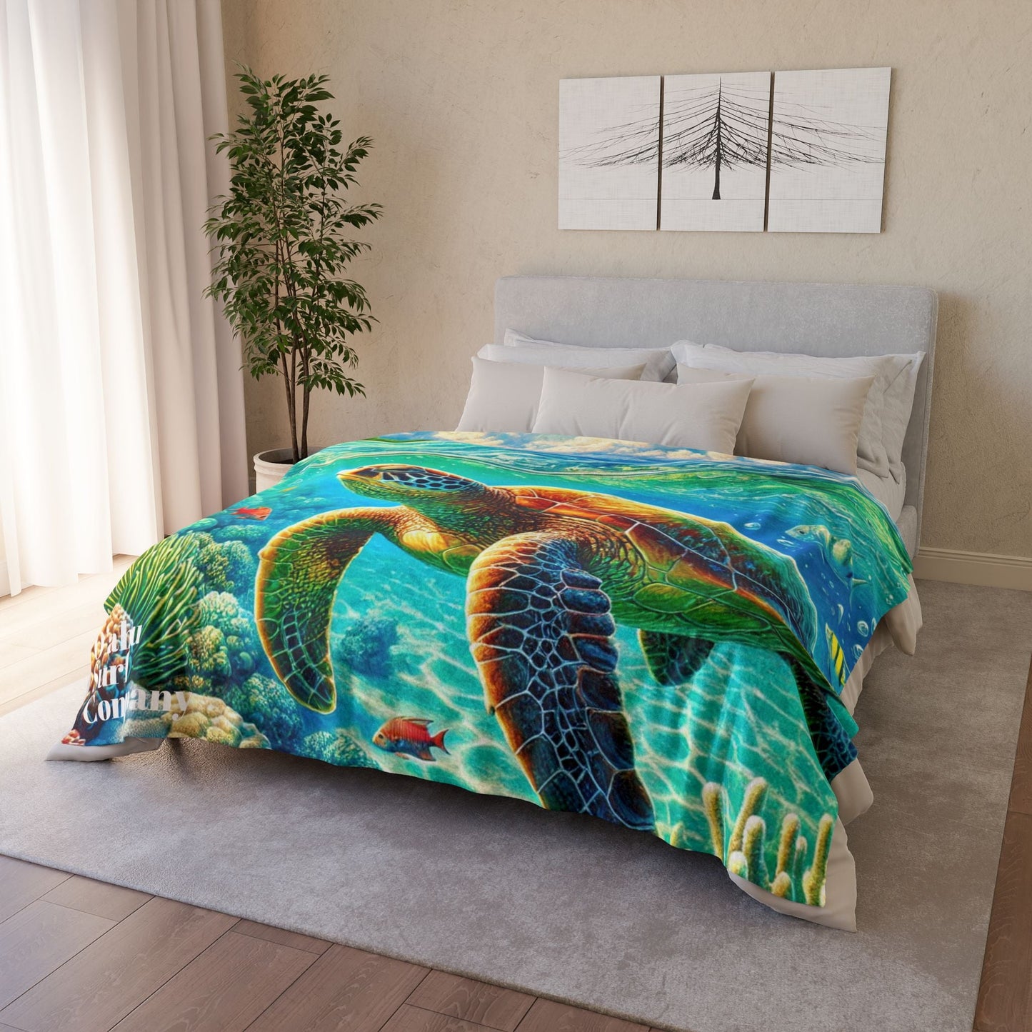 Hawaii Green Sea Turtle Fleece Throw Blanket - O'ahu Surf Company