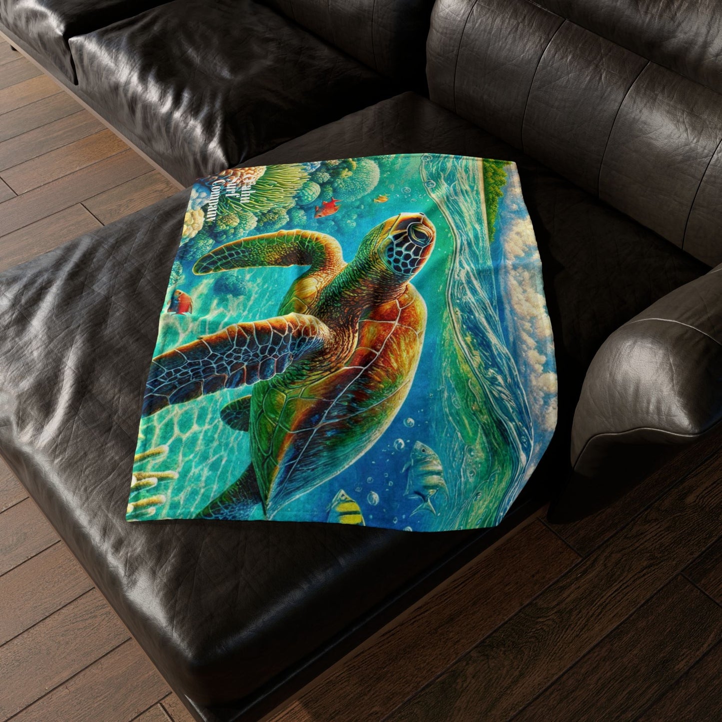 Hawaii Green Sea Turtle Fleece Throw Blanket - O'ahu Surf Company
