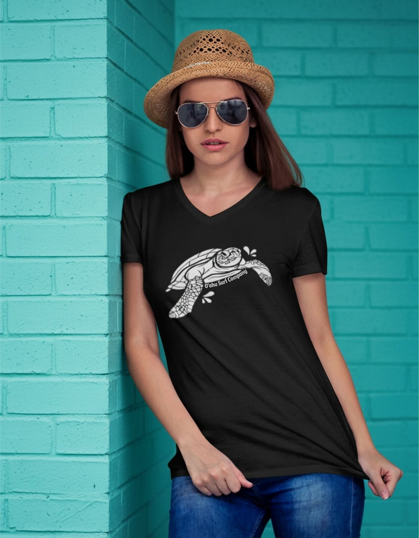 Hawaii Green Sea Turtle Honu Unisex V - Neck T-Shirt - O'ahu Surf Company