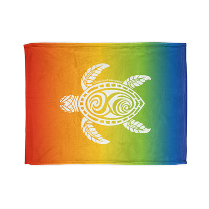 Hawaii Honu Green Sea Turtle Throw Blanket - Rainbow - O'ahu Surf Company