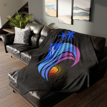 Hawaii Island Style Throw Blanket Super Soft Fleece - Black - O'ahu Surf Company