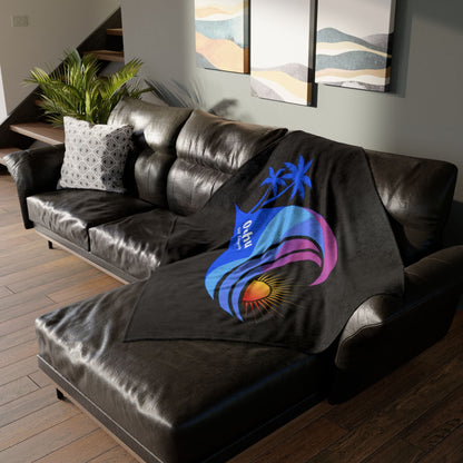 Hawaii Island Style Throw Blanket Super Soft Fleece - Black - O'ahu Surf Company
