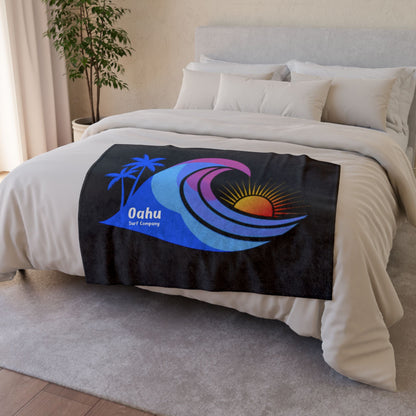 Hawaii Island Style Throw Blanket Super Soft Fleece - Black - O'ahu Surf Company