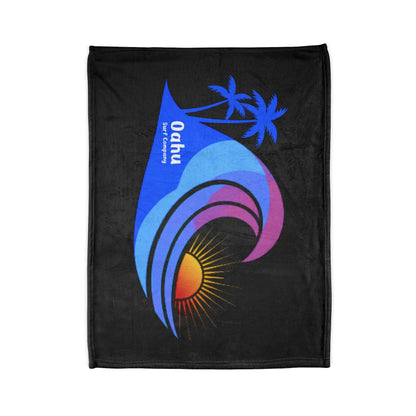 Hawaii Island Style Throw Blanket Super Soft Fleece - Black - O'ahu Surf Company