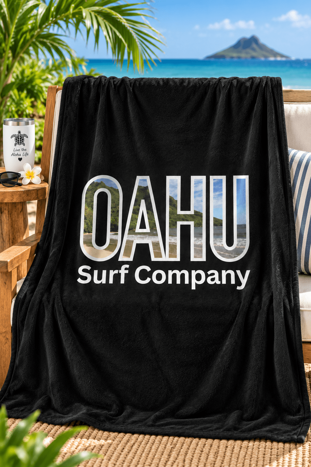 Hawaii Oahu Tropical Island Image Throw Blanket - O'ahu Surf Company