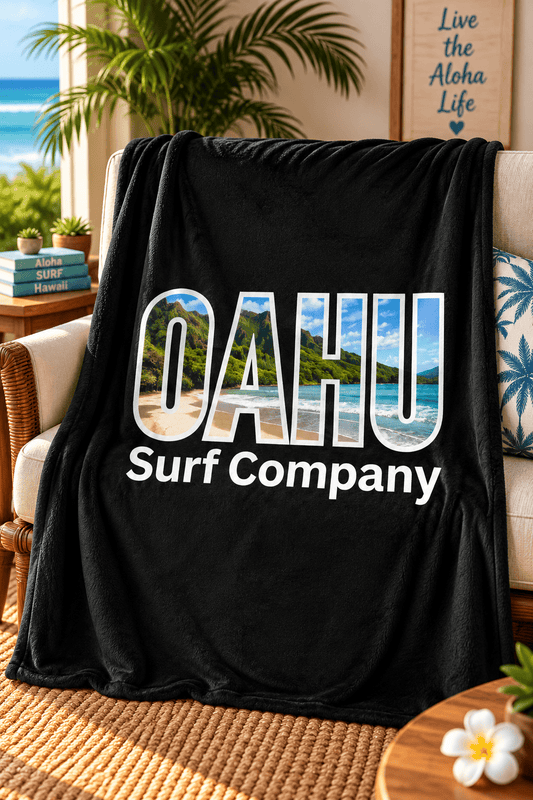 Hawaii Oahu Tropical Island Image Throw Blanket - O'ahu Surf Company