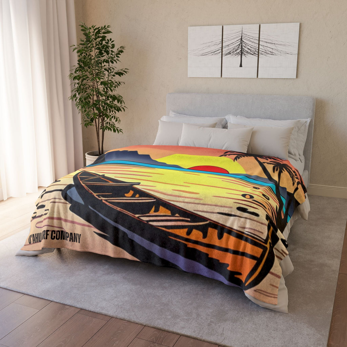 Hawaii Outrigger Canoe Sunset Throw Blanket - O'ahu Surf Company