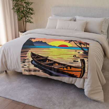 Hawaii Outrigger Canoe Sunset Throw Blanket - O'ahu Surf Company