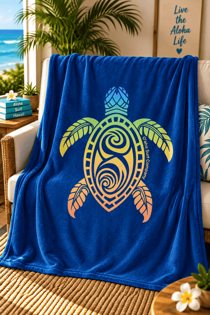 Hawaii Rainbow Sea Turtle Blanket - O'ahu Surf Company