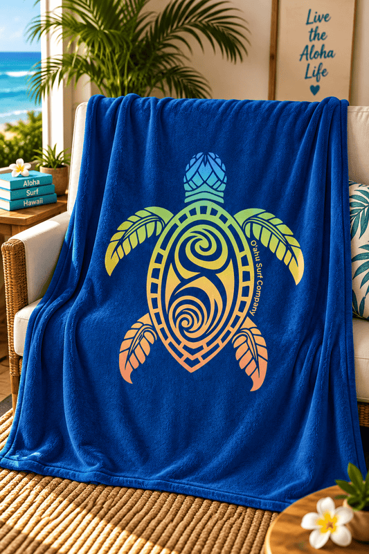 Hawaii Rainbow Sea Turtle Blanket - O'ahu Surf Company