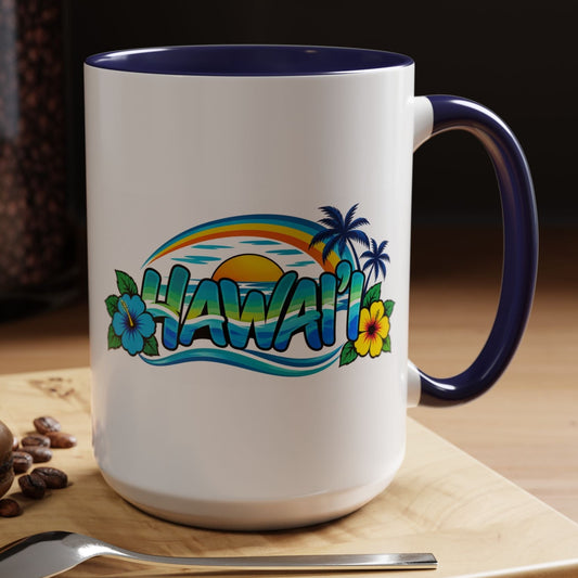 Hawaii Sunset 15 oz Ceramic Mug – Oahu Tropical Coffee Cup - O'ahu Surf Company