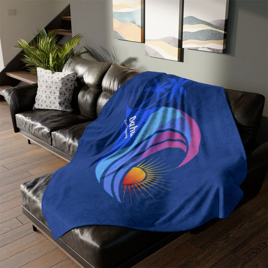 Hawaii Sunset Rainbow Wave Soft Fleece Throw Blanket for Couch, Bed, Travel - Blue - O'ahu Surf Company