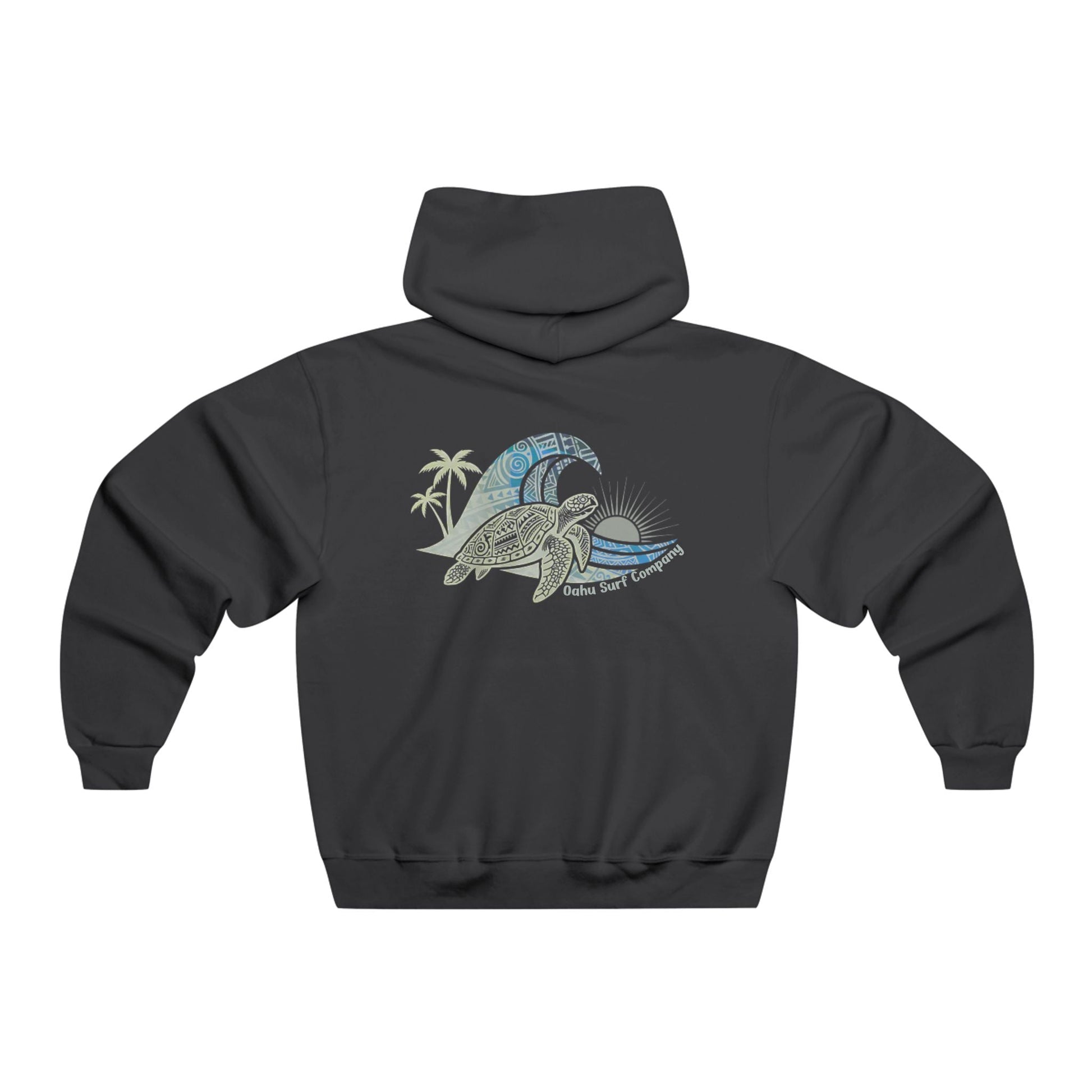 Hawaii Surf Hoodie – Hawaiian Surf Sweatshirt with Island Style Wave and Sea Turtle Design - O'ahu Surf Company