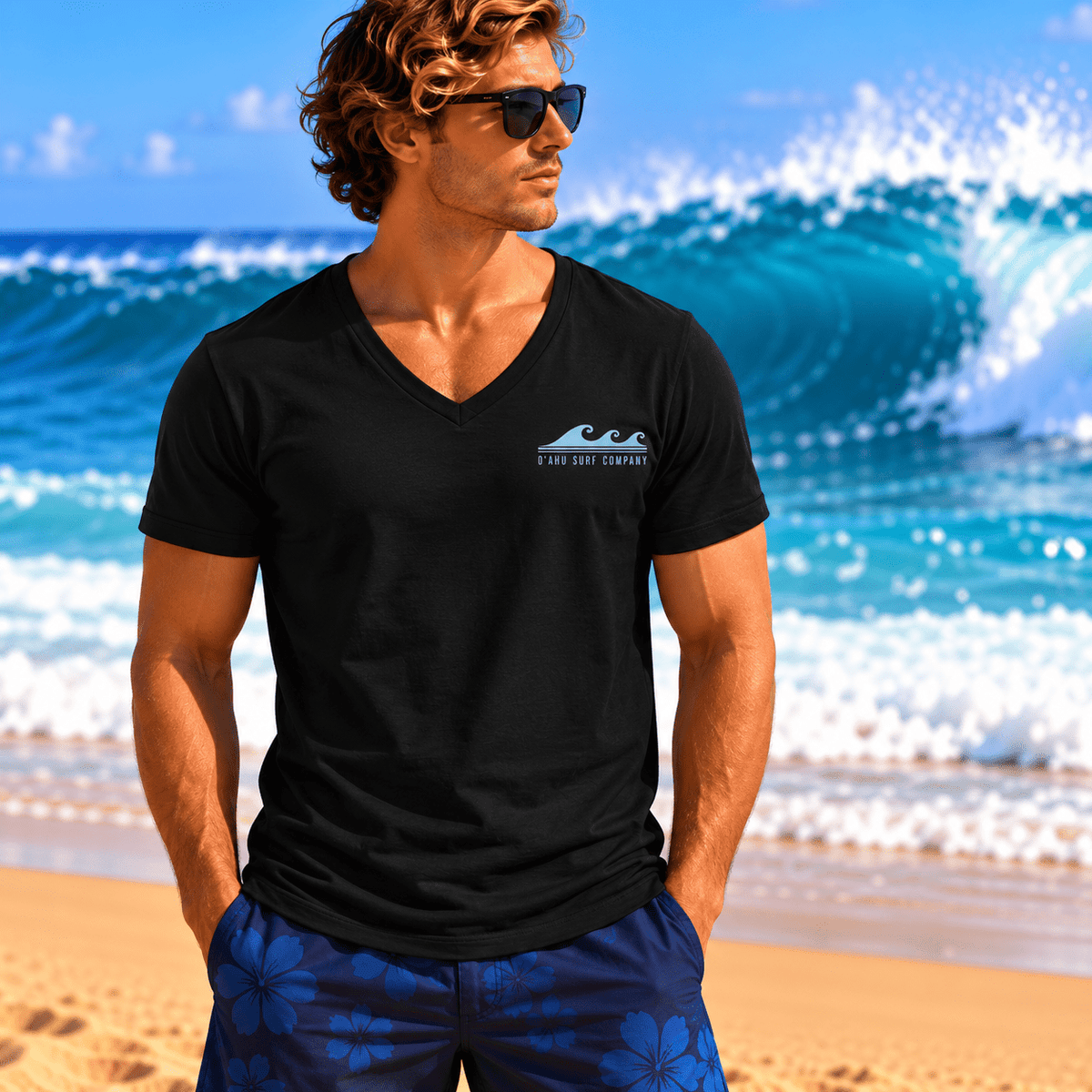Hawaii Surf V-Neck T-Shirt | Backflip Off the Moon - O'ahu Surf Company