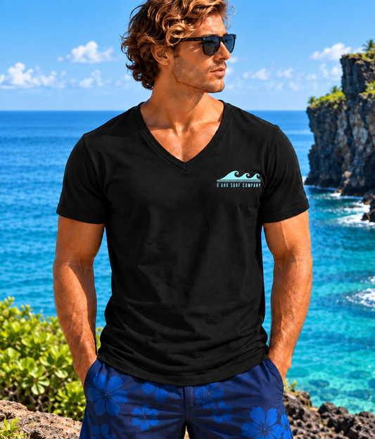 Hawaii Surf V-Neck T-Shirt | Backflip Off the Moon - O'ahu Surf Company