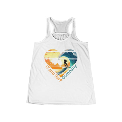 Hawaii Surfer Girl Heart Women's Flowy Racerback Tank Top - O'ahu Surf Company