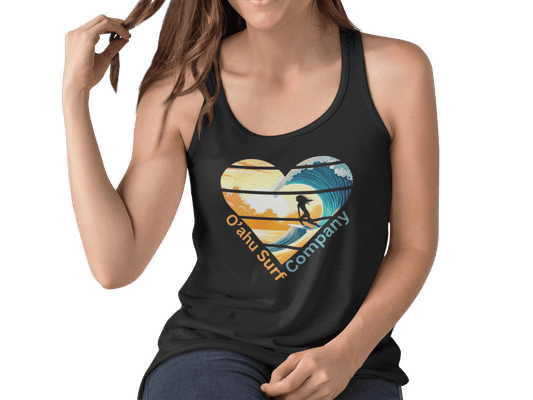 Hawaii Surfer Girl Heart Women's Flowy Racerback Tank Top - O'ahu Surf Company