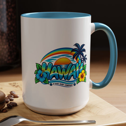 Hawaii Tropical Sunset 15 oz Ceramic Mug – Ocean Wave Coffee Cup - O'ahu Surf Company