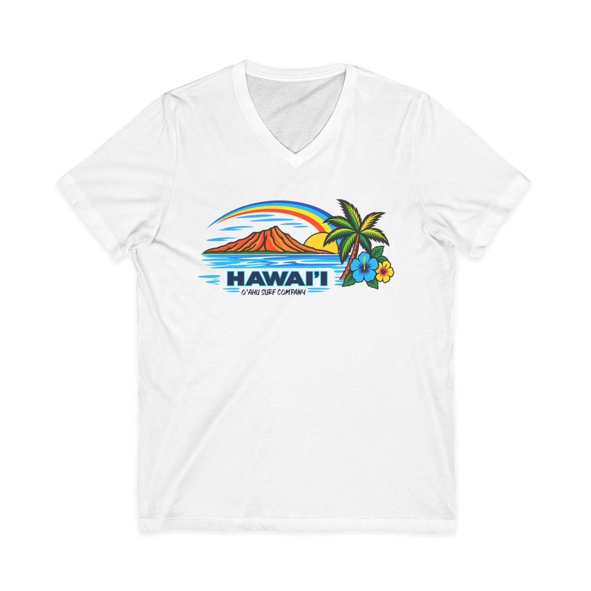 Hawaii Tropical Sunset V-Neck Tee Shirt - O'ahu Surf Company