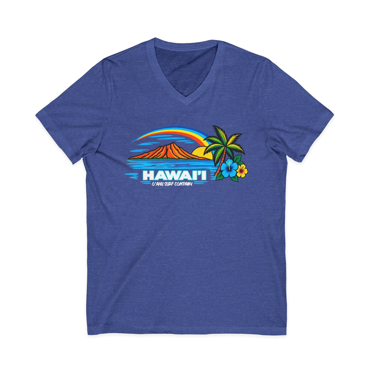 Hawaii Tropical Sunset V-Neck Tee Shirt - O'ahu Surf Company